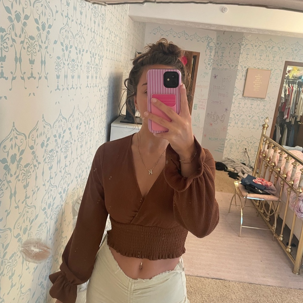 Altar'd State Rust Wrap Blouse - Picture 2 of 3